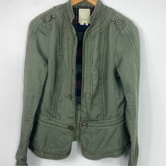 Anthropologie Elevenses military jacket olive green 10 - Picture 3 of 10